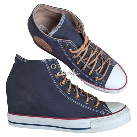 Converse 2017 CTAS Lux Mid Hidden Wedge Almost Black Peached Canvas Sneaker 10 - Picture 12 of 12